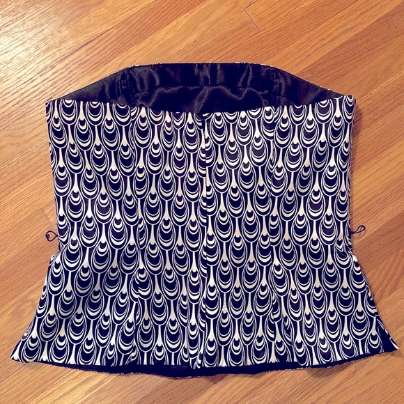 White House Black Market Peacock Pattern Satin Bustier, size 8 - Picture 2 of 4